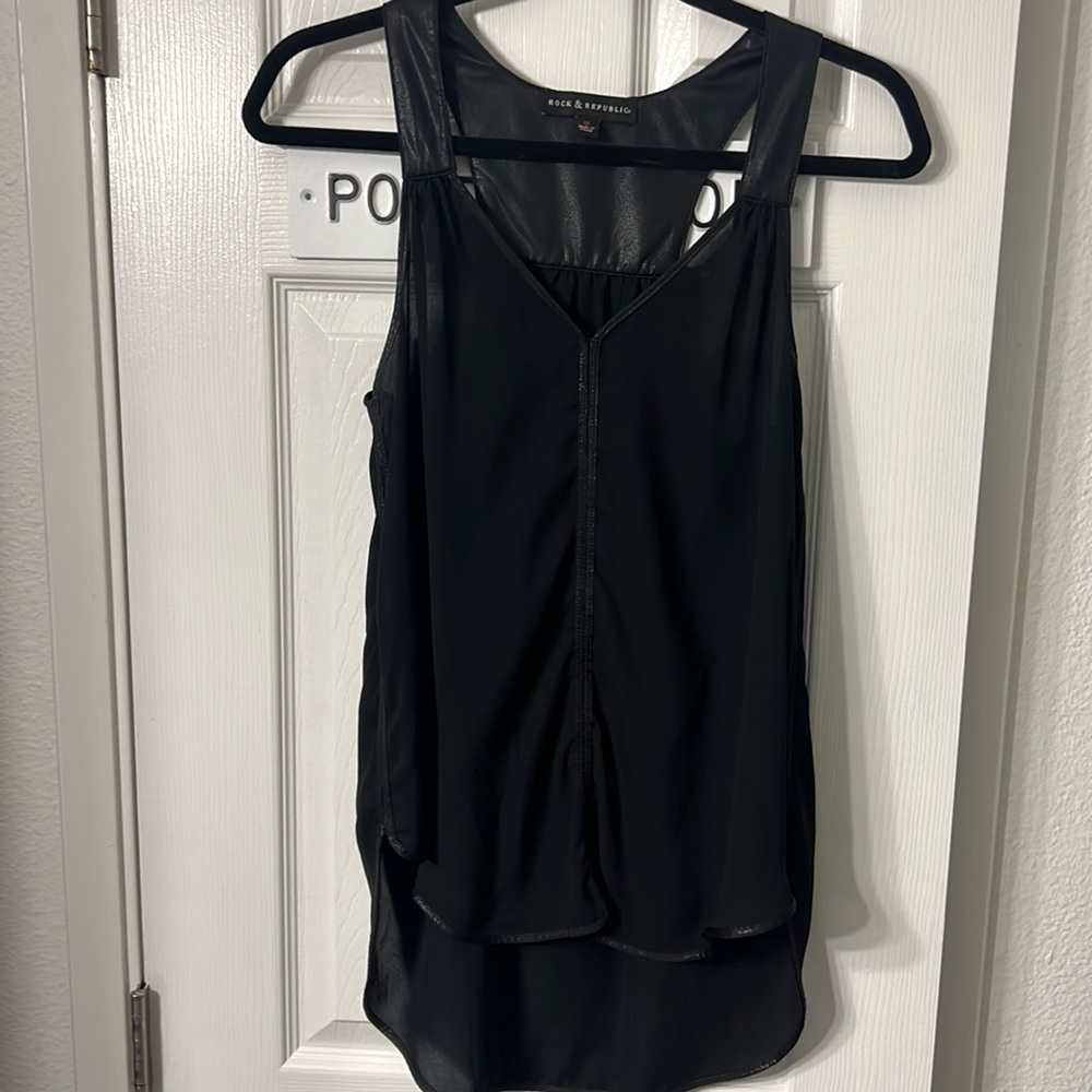 Rock And Republic Tank Blouse, Medium Black